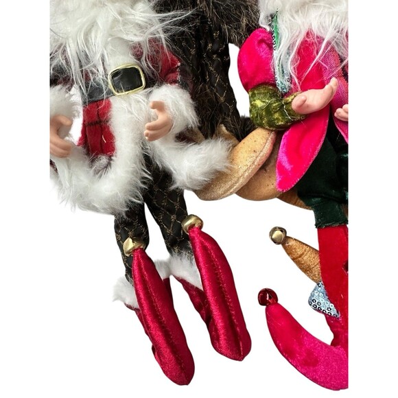 Set Of 5 Whimsical Elves Gnomes Ornaments Tall Christmas Figures Holiday Decor - Picture 6 of 6